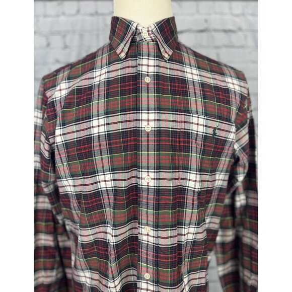 Ralph Lauren Men M Oxford Button Down Light Flannel Shirt Multicolor Plaid - Picture 1 of 7
